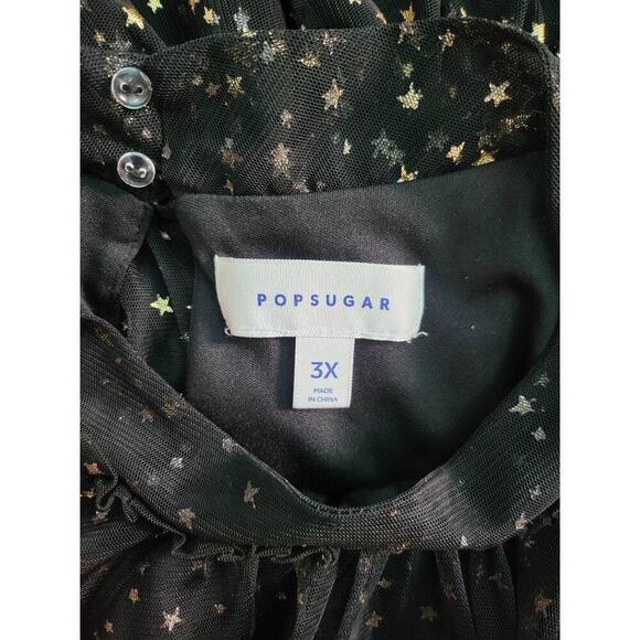 Popsugar Dress Womens Size 3X Black Aline Sleeveless‎ Ruffle Star Plus Size - Picture 6 of 7